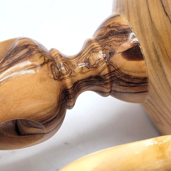 Hand Turned Olive Wood Candle Holders Set2 Rustic Luxury Decor Holy Land Holiday - Picture 11 of 11